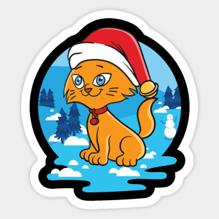 Christmas Cat Santa Hat Winter Gift Sticker